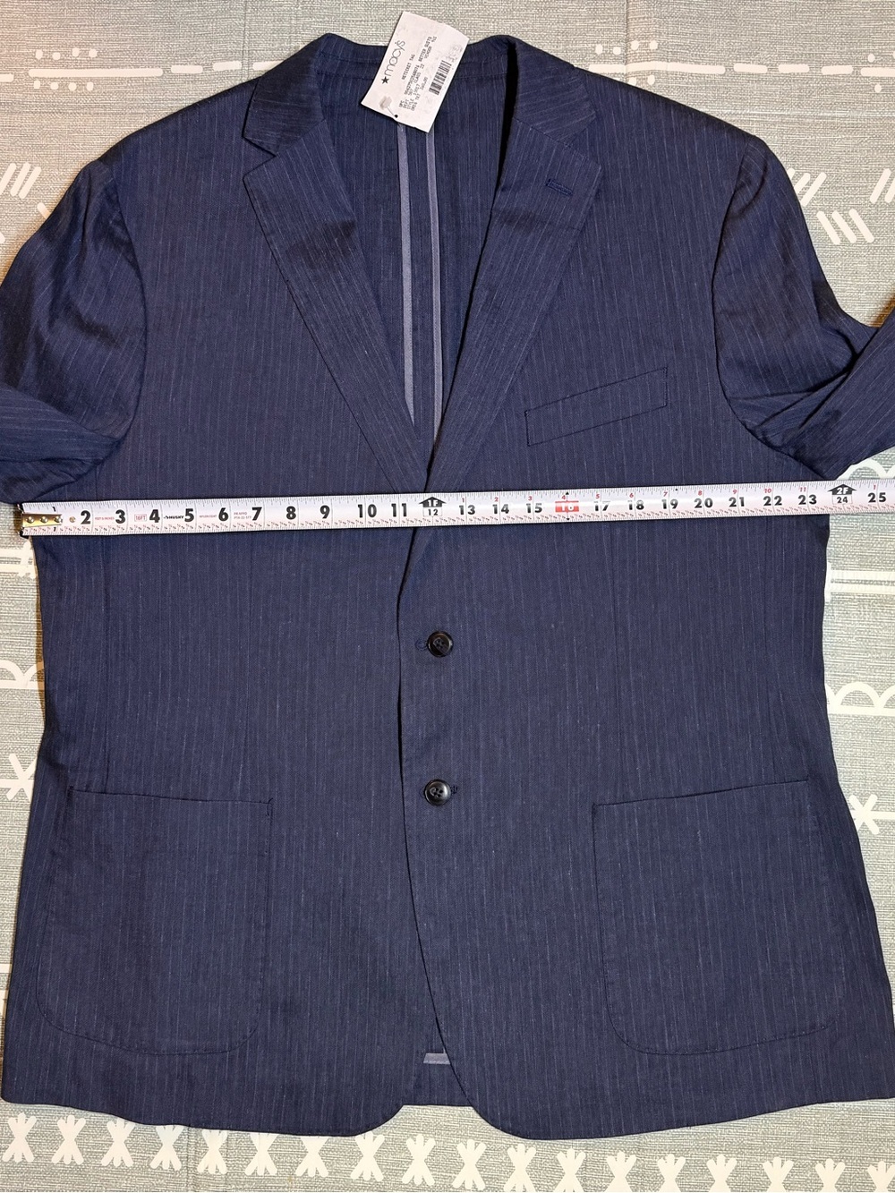 Michael Kors Men's Classic Fit Linen Suit Jacket in Navy - Picture 7 of 8